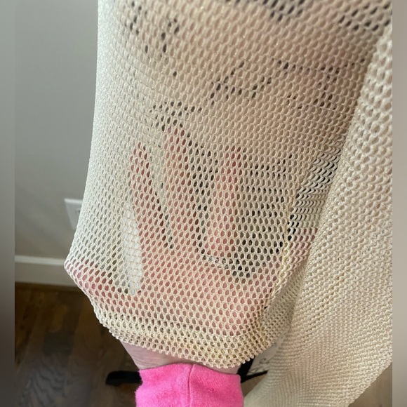 Woven Mesh Net Beige Women’s Top By “Just Polly New York” Size M - Picture 3 of 10